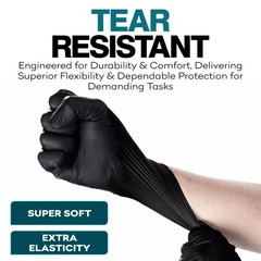 Fifthpulse Disposable Black Nitrile Gloves Large 50 Count – Extra Thick 4.5 Mil