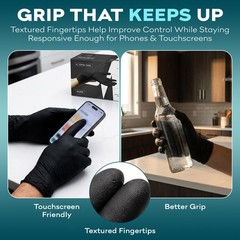 Fifthpulse Disposable Black Nitrile Gloves Large 50 Count – Extra Thick 4.5 Mil