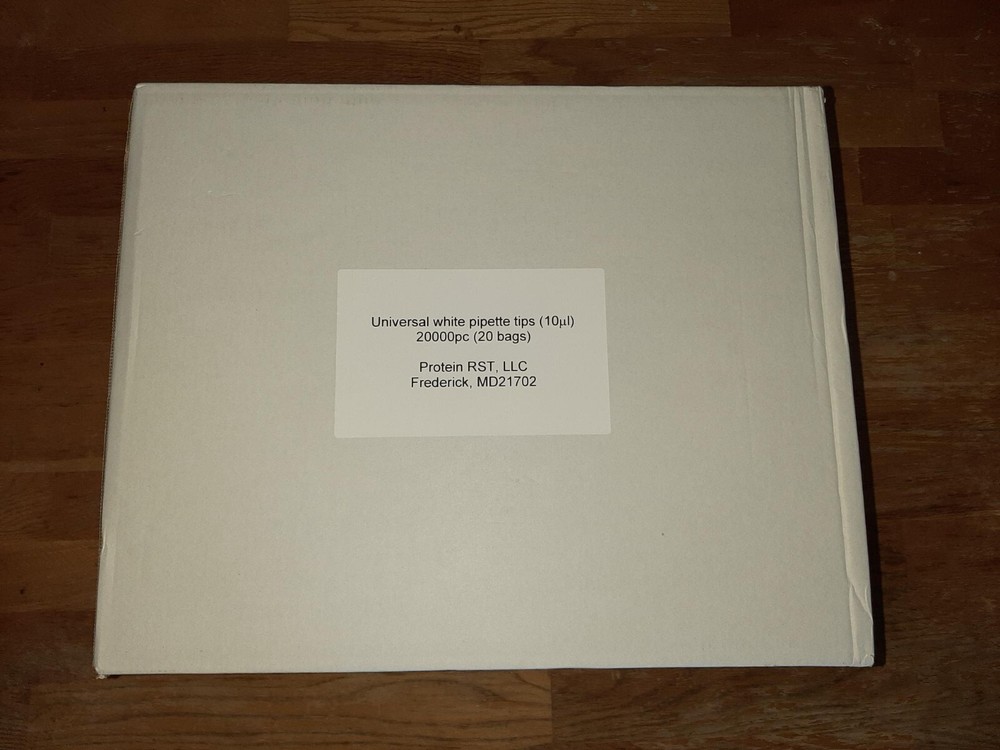 Universal white pipette tips (10ul), 1 case of 20 bags, total 20,000 tips