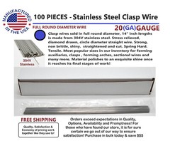 14 inch FULL ROUND Dental Stainless Steel Clasp Wire – 20 (GA) Gauge -100 Pieces