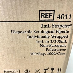 CASE OF 1000 Corning Costar 4011 Serological 1mL Pipette Stripette **BRAND NEW**