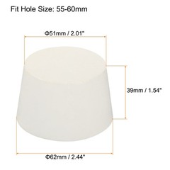 White Solid Rubber Tapered Plug Test Tubes Bungs Stopper 51mm62mm 2 PCS