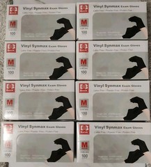 LOT of 8 – Medical Synmax Black Vinyl Exam Gloves Medium 100 Pk Latex Free (800)
