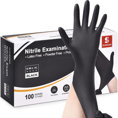 Schneider Nitrile Exam Gloves, Black, Medium, 100-Ct Box, 4-Mil, Latex-Free, Pow