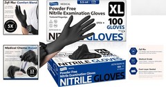 Ambidextrous Black Nitrile Gloves – 100 Pcs, Perfect for Food Prep & Medical Use