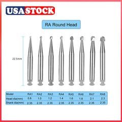 5 Pcs RA-1-8 Round Dental Tungsten Carbide Burs Drills for Low Speed Handpiece