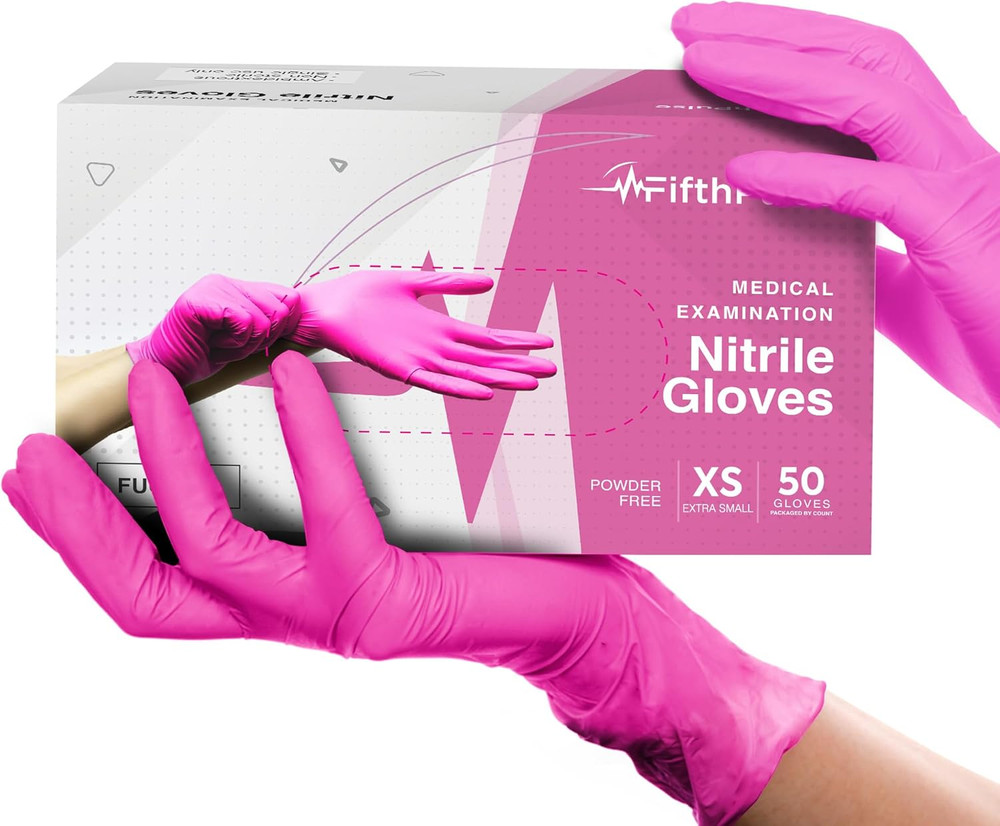 Fuchsia Hot Pink Nitrile Disposable Gloves 3 Mil – Powder & Latex Free