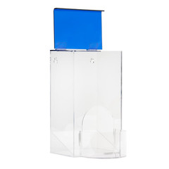 Earplug Holder, Universal Clear Acrylic Storage with Blue Lid for Small Bulk Acc