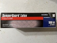 100 count SemperCare Latex Rubber Gloves : Medium Size.