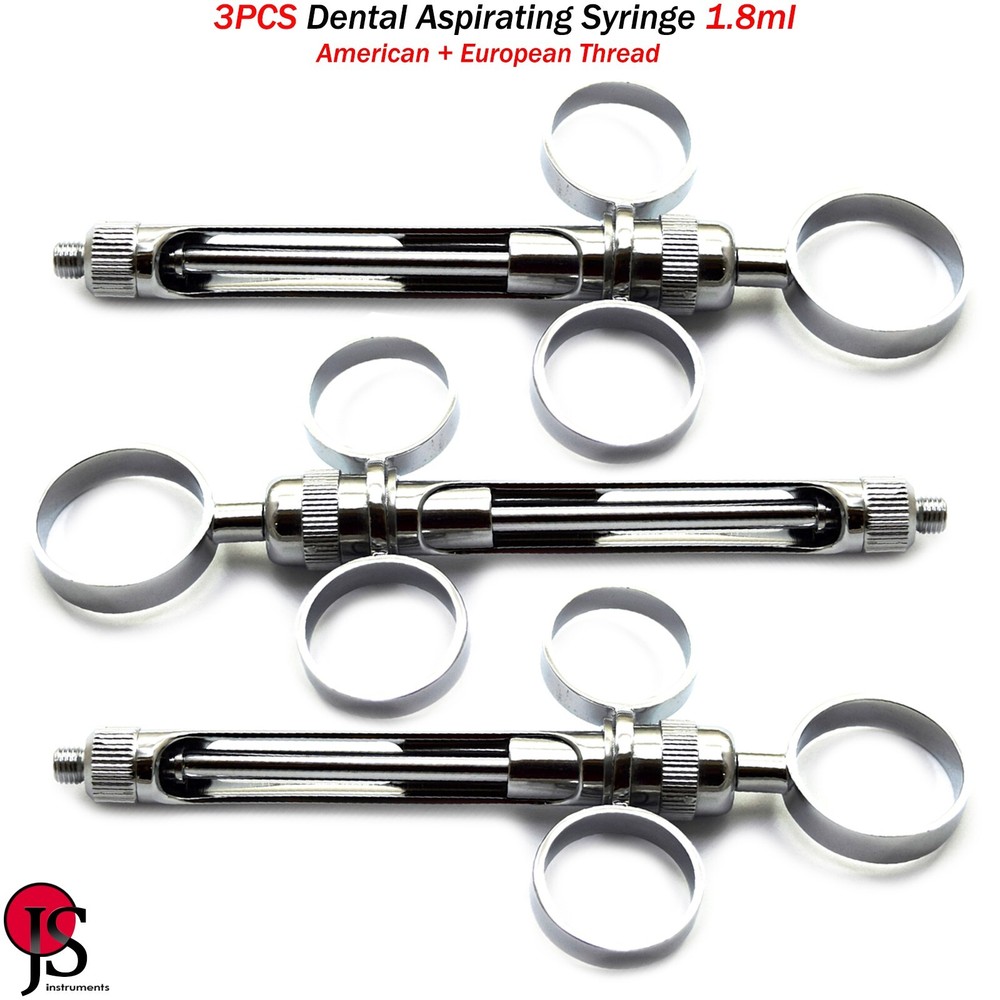 Dentist Anesthetic Anesthesia Aspirating Syringe Injection 1.8ml Dental 3PCS