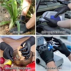 guantes desechables de nitrilo negro sin polvo ni latex examen 3 mil
