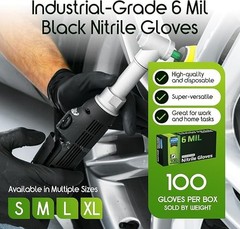 Inspire Black Nitrile Gloves HEAVY DUTY 6 Mil Nitrile Chemical Resistant Medical