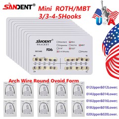 10 packs Dental Ortho Arch Wires Roth/MBT 3/345Hooks Metal Bracket Braces