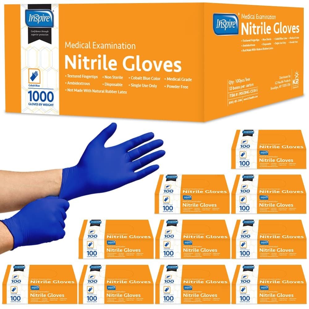 Inspire Nitrile Exam Gloves | The Original Quality Stretch Nitrile Cobalt Blue |