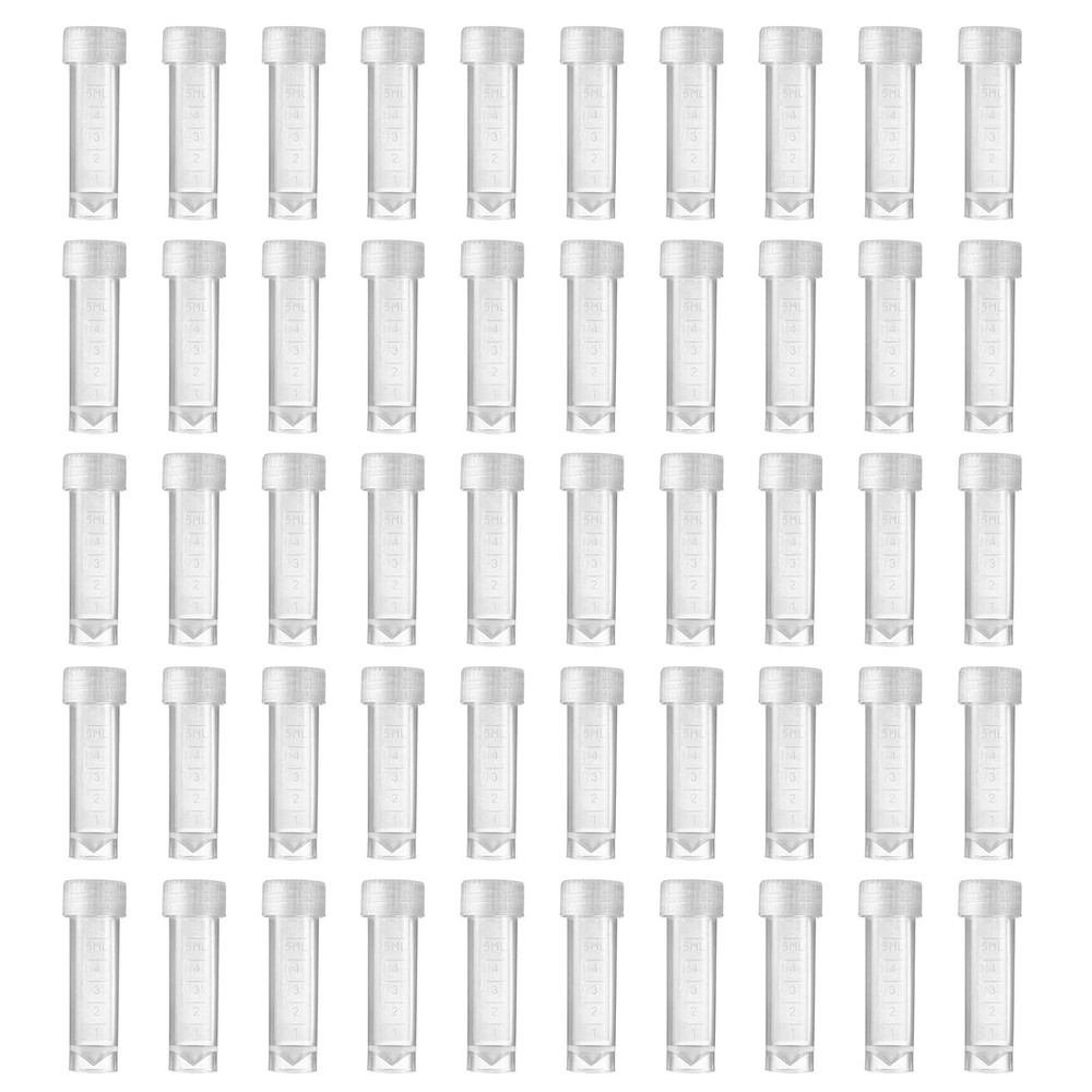 50 Pieces 5 Ml Plastic Sample Bottle Vial Storage Container for Laboratory Lab