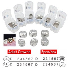 Dental Stainless Steel Adult Permanent Molar Teeth Crown All Sizes Kit & Refills