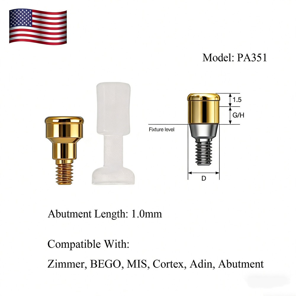 US Dental Attachment Locator Abutment for Zimmer Screw-Vent 3.5mm/4.5mm Platform