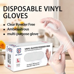 Disposable Vinyl Gloves Latex-Free Powder-Free Food Safe Clear Plastic