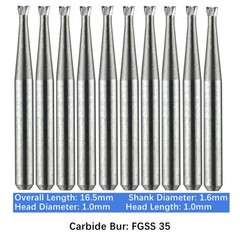 Vakker 10pc Dental Carbide Bur Short FG SS 35 Friction Grip Inverted Cone Bur