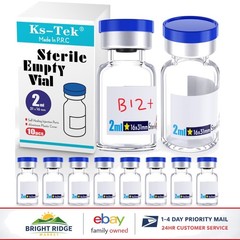 Sterile Empty Glass Vials with Self Healing Injection Port, 2ml Clear Pack
