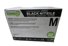 AMMEX Black Nitrile Exam Gloves, Case of 1000,3 Mil,Medium,Latex Free,ABNPF44100