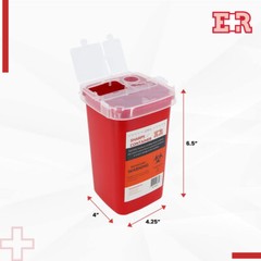 Ever Ready EVR202 Sharps Container Waste Disposal 1 Quarts / 32oz – RED 6PCS