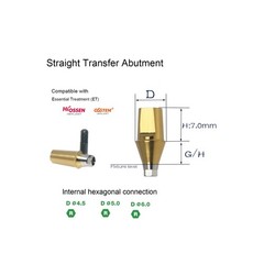 US Dental Ti Standard Straight Abutment W/Replica Screw fit Hiossen ET Regular