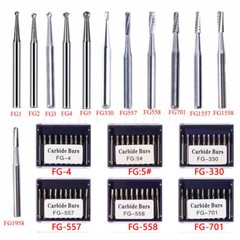 FG Round Dental Burs, 19mm (Pack of 10-100), Carbide for High Speed Handpiece