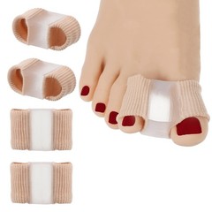 4Pcs Silicone Toe Spacers Lining with Fabric Breathable Soft Spacer Beige
