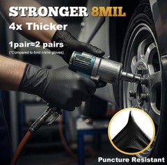 TitanFlex Heavy Duty Black Industrial Nitrile Gloves, 8-mil, Large, Box of 10…