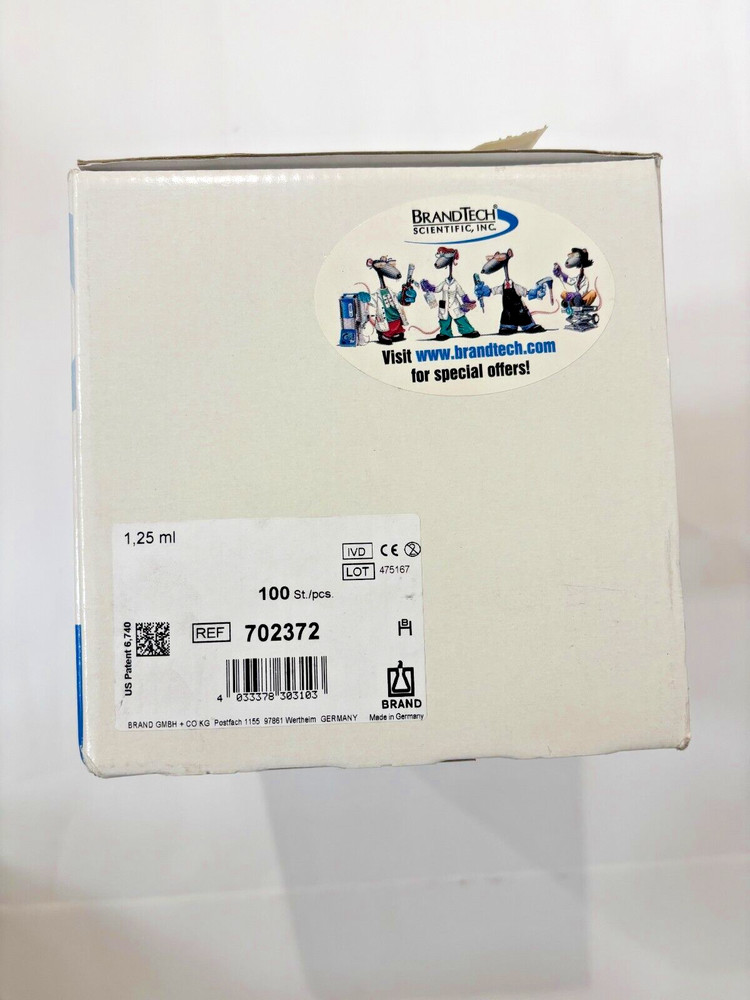 NEW 702372 PLASTIBRAND PD-TIPS Non-Sterile Repeater Pipet Tips 1.25ML 100/box
