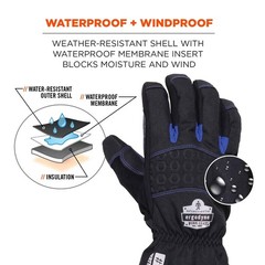 Ergodyne Unisex Adult Extreme Thermal Waterproof Winter Work Gloves Black Large