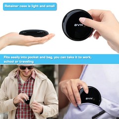BVN Slim Retainer Case – Circular case, Black shell+blue silicone pad