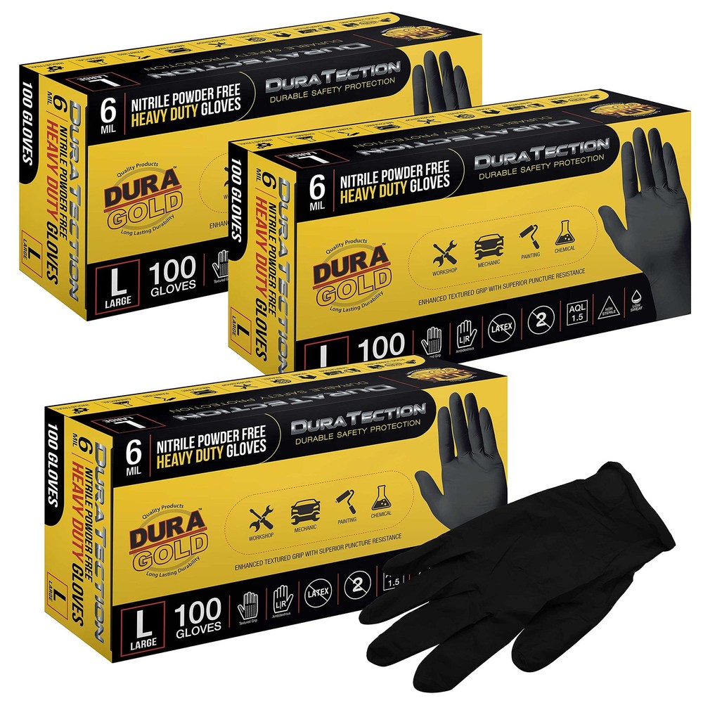 HD Black Nitrile Disposable Gloves, Box of 100, Size X-Large, 6 Mil – Latex F…