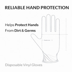 CURAD Basic Care 3G Stretch Vinyl Exam Gloves, Size M Soft Flexible Easy Fit
