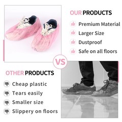 Pink 100 Pack Non-Slip Disposable Shoe Covers Premium Boot Protector Booties