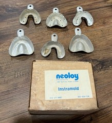Neoloy instramold LOT OF 6 DENTAL METAL MOLD IMPRESSION TRAYS MEDICAL DENTAL