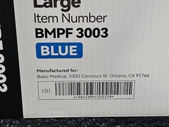 (QTY 1000) Basic Blue Vinyl Synmax Exam Gloves L SIZE BMPF-3003