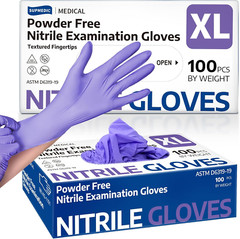 Nitrile Exam Gloves, Powder-Free Latex-Free Food Safe Cleaning First Aid Disposa