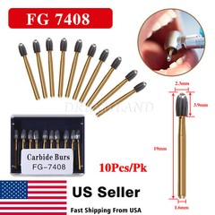10Pcs Dental Tungsten Carbide Burs Trimming & Finishing Egg Football Bur FG 7408