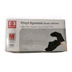 LOT of 8 – Medical Synmax Black Vinyl Exam Gloves Medium 100 Pk Latex Free (800)