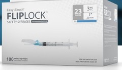 EasyTouch 23G, 3mL, 1″”(25mm) Saftey Syringe, Luer Lock, 100 Count