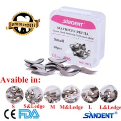 50pc Dental Metal Matrices Matrix Band Sectional Contoured Refill Thickness 35μm