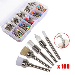 100pc Dental Flat Polishing Brushes Alumina Bowl Latch Type Rubber Prophy Polish