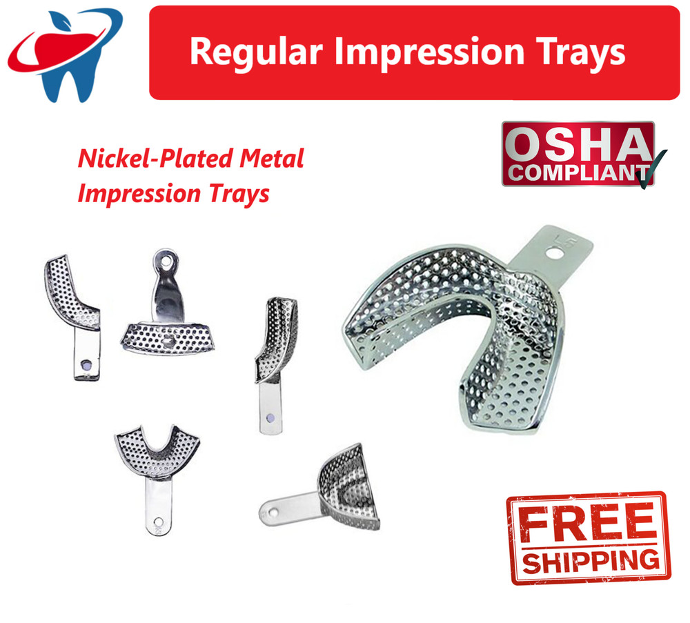 Dental Nickel Plate Perforated Regular Impression Trays Welded, Rimlock Borders