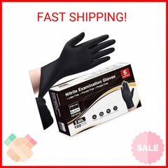Schneider Nitrile Exam Gloves, Black, Medium, Box of 100, 5 Mil Thick Disposable
