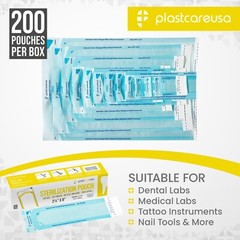 200 2.25″ x 9″ Dental Sterilization Sterilizer Autoclave Bags Pouches Instrument