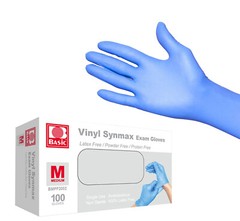 1000PCS Basic Blue Vinyl Synmax Exam Gloves M-SIZE