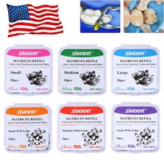 50 Pcs Dental Matrix Sectional Contoured Metal Matrices Bands S/M/L Sizes 35μm