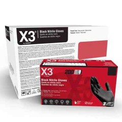 AMMEX X3 Nitrile Gloves, 3 Boxes of 100 – Black, Size M, L and XL
